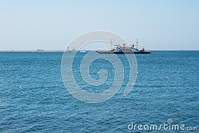 Istanbul, Turkey - September 04, 2019: Cargo industrial ships tankers sail through the Bosphorus Strait in Istanbul Editorial Stock Photo