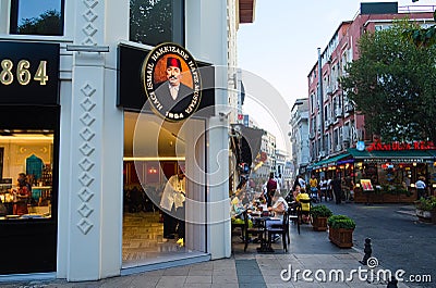 Entrance to Ismail Hakkizade Hafiz Mustafa 1864 baklava store and cafe Editorial Stock Photo