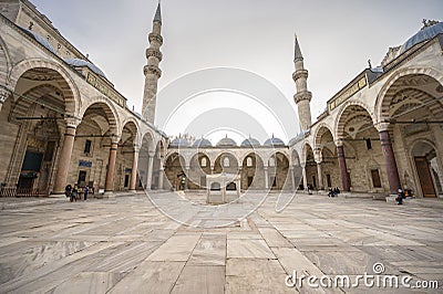 Sulaimanya mosque` yard, arches, domes, minarets interior Islamic architecture Editorial Stock Photo