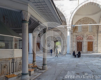 View of Sehzade Mosque, Fatih, Istanbul, Turkey.The ablution fountain in the courtyard of the Sehzade Mosque, Istanbul, Turkey. Editorial Stock Photo