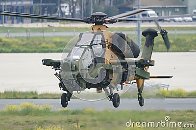 Turkish Army TAI T-129A ATAK displayed at Teknofest Istanbul Editorial Stock Photo