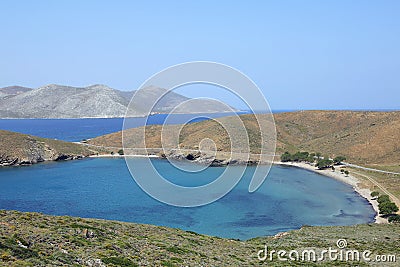 Isthmus of the island Astypalea, Greece Stock Photo
