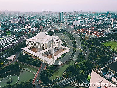 Istiqlal mosque city scape Stock Photo