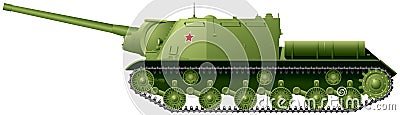 ISU-122 self-propelled tank destroyer artillery unit based on IS-2 Heavy Tank Vector Illustration