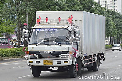 Isuzu truck, container. Editorial Stock Photo