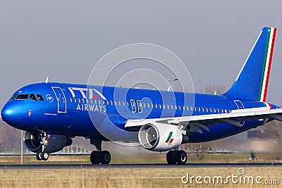 ITA Airways new livery aircraft taxiing on airport Amsterdam Schiphol, Airbus Editorial Stock Photo