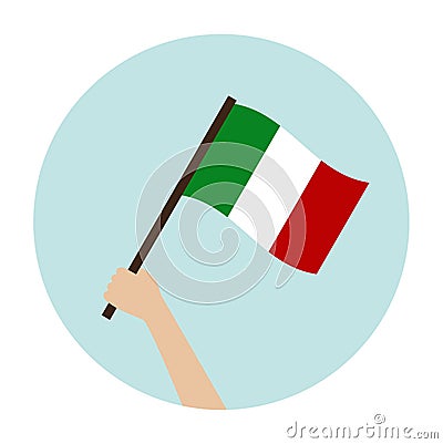 Itali flag keep in hand icon Vector Illustration