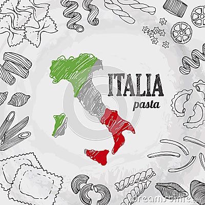 Italia food set, vector background Vector Illustration