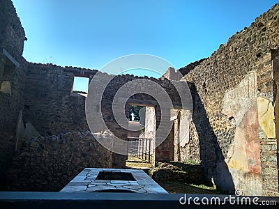 Ancient Italian city of Pompeii destroyed by a volcano Stock Photo