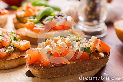 Italian Appetizer Bruschetta Stock Photo