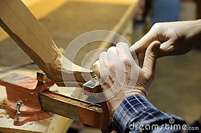 Italian artisan luthier wood carver Stock Photo