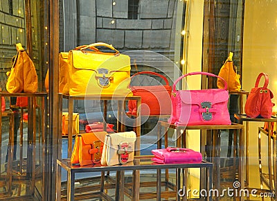 Italian bag fashion shop in Italy Editorial Stock Photo