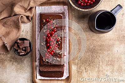 Italian Bonet or Chocolate Pudding Cake or Mousse Jiggly with gelatine. Stock Photo
