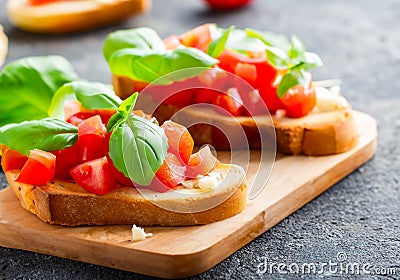 Italian bruschetta with chopped tomatoes Stock Photo