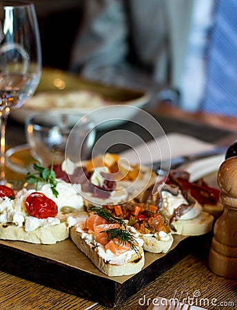 Italian bruschetta and salad Stock Photo