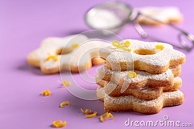 Italian butter cookies -canestrelli Stock Photo