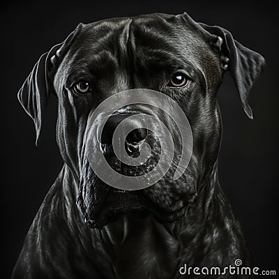 Italian cane corso dog studio portrait in ravishing realistic closeup. Stock Photo