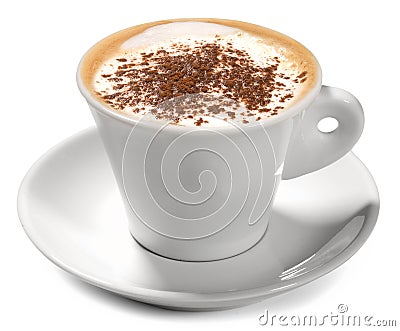 Italian Cappuccino Isolated on White Background Stock Photo