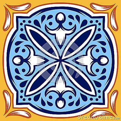 Italian ceramic tile pattern. Ethnic folk ornament. Vector Illustration