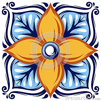 Italian ceramic tile pattern. Ethnic folk ornament. Vector Illustration