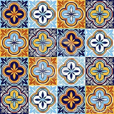 Italian ceramic tile pattern. Ethnic folk ornament. Vector Illustration