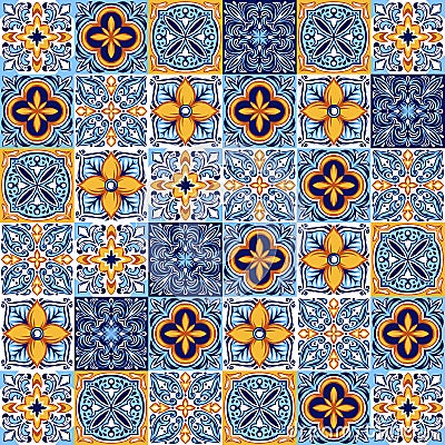 Italian ceramic tile pattern. Ethnic folk ornament. Vector Illustration