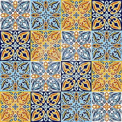 Italian ceramic tile pattern. Ethnic folk ornament. Vector Illustration