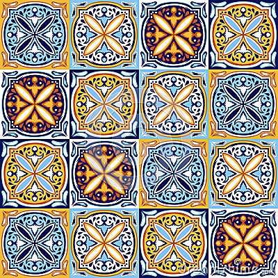 Italian ceramic tile pattern. Ethnic folk ornament. Vector Illustration