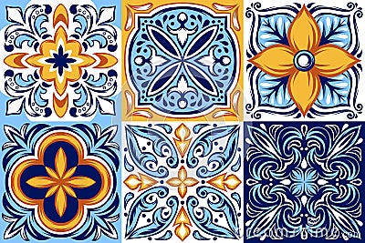 Italian ceramic tile pattern. Ethnic folk ornament. Vector Illustration