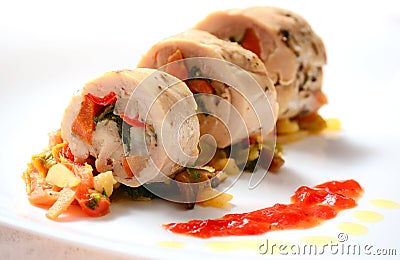 Italian Chicken Breast Rolls Stock Photo