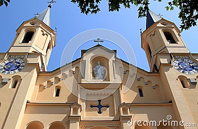 Italian church of the Assumption of Mary, Bruneck Stock Photo