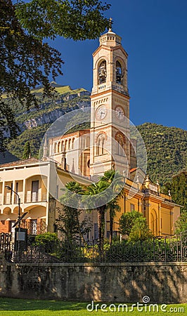 Italian church, Chiesa di San Lorenzo, Tremezzo, Lake Como Stock Photo