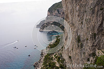 Italian cliffs Amalfi Coast Capri Stock Photo