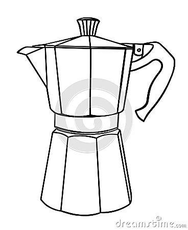 Italian coffee maker or moka pot Vector Illustration