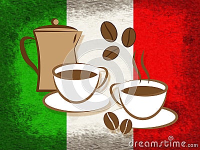 Italian Coffee Represents Cafe Beverage And Caffeine Stock Photo