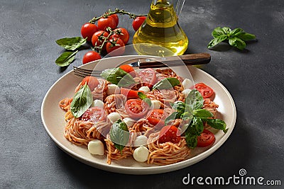 Italian Colorful Pasta dish or Spaghetti Napolitana Stock Photo