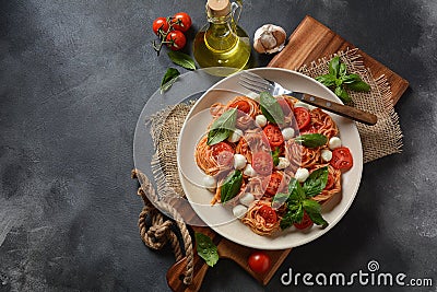 Italian Colorful Pasta dish or Spaghetti Napolitana Stock Photo
