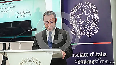 Italian Consulate opening ceremony with the participation of the ambassador of Italy and Governor of Izmir Editorial Stock Photo