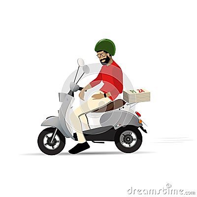 Italian cook pizza delivery boy vector illustration Vector Illustration