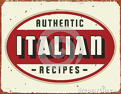 Italian Cooking Vintage Tin Sign Stock Photo