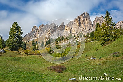 Italian Dolomites, Gardena pass landscape in south Tyrol, Northern Italy Stock Photo