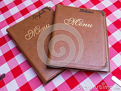 Italian and English menus Stock Photo