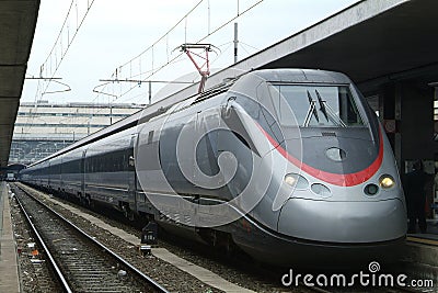 Italian Eurostar train at Termini, Rome Stock Photo