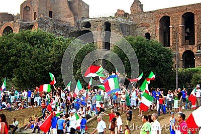 Italian fans enjoying their team. Editorial Stock Photo