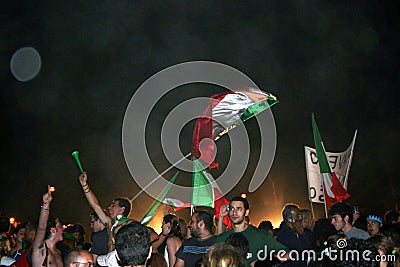 Italian fans enjoying their team. Editorial Stock Photo