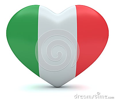 Italian Flag Heart, 3d illustration Cartoon Illustration