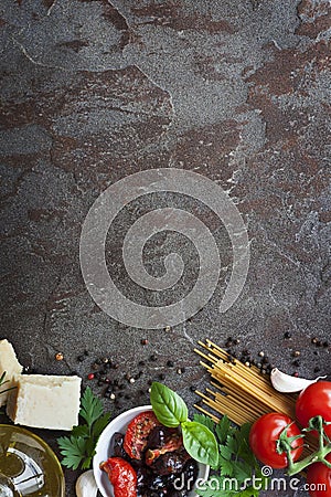 Italian Food Background with Space for Text Stock Photo