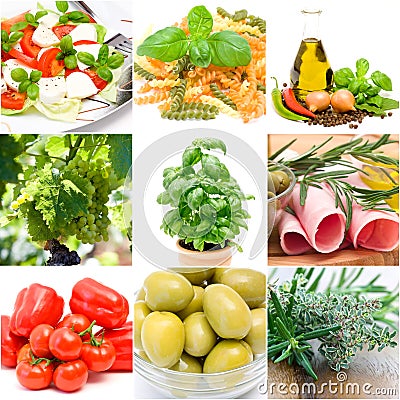 Italian food collage Stock Photo