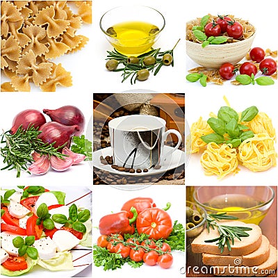 Italian food collage Stock Photo