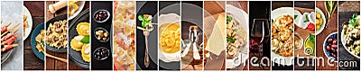 Italian Food Collage. A panorama of dishes Stock Photo